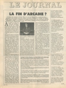 La fin d’Arcadie juillet 1982