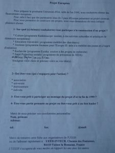 Ueeh 2000 projet interuniv Europe