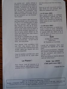 UEEH 2003 : présentation des Assises