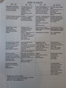 UEEH 2007 : planning des journées (extraits)