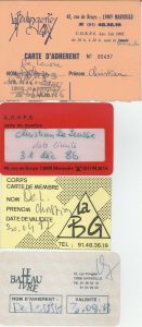 Cartes d’adhésion associative 1986-1988