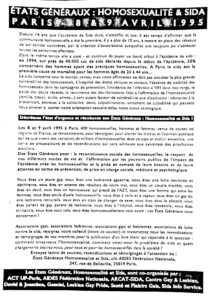 États Généraux Homosexualité et Sida, Paris, 8-9 avril 1995